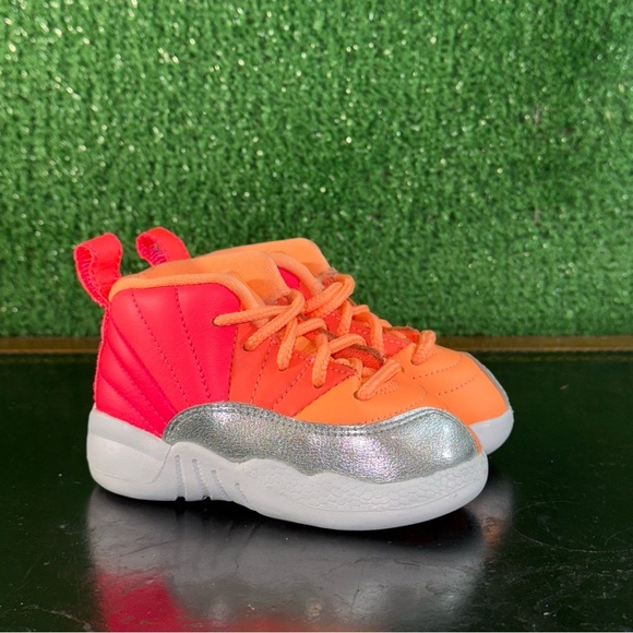 Nike Air Jordan 12 Retro Sunrise Orange Pink 819666-601 Toddler Girls Size 5C - Picture 1 of 6